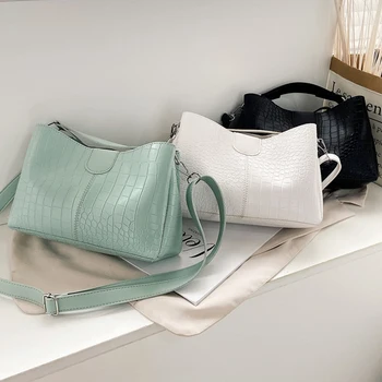 

Crocodile Pattern Women's Messenger Bag Fashion PU Leather Luxury Business Shoulder Bag Large Capacity Handbag