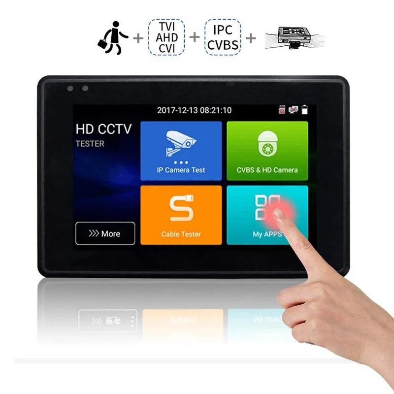 

4 Inch 4K H265 H264 IP Camera Tester 8MP AHD/TVI / CVI CVBS CCTV Tester Monitor PTZ Controller Rapid ONVIF IPC Tester POE