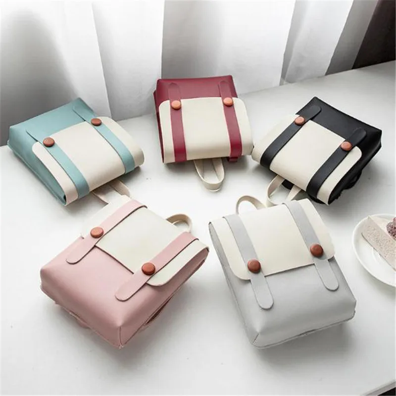 

Casual Mini Backpack Women School PU Leather Shoulder Bag For Teenage Girls Multi-Function Small Backpack Female Phone Pocket
