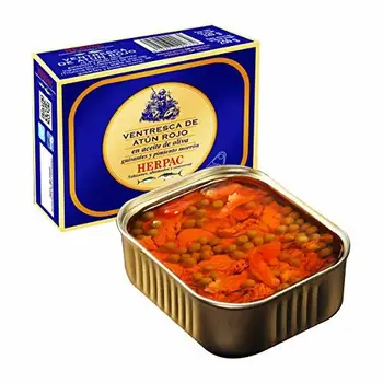 

Herpac - Ventresca de atún rojo de almadraba en aceite de oliva, guisantes y pimientos morrones