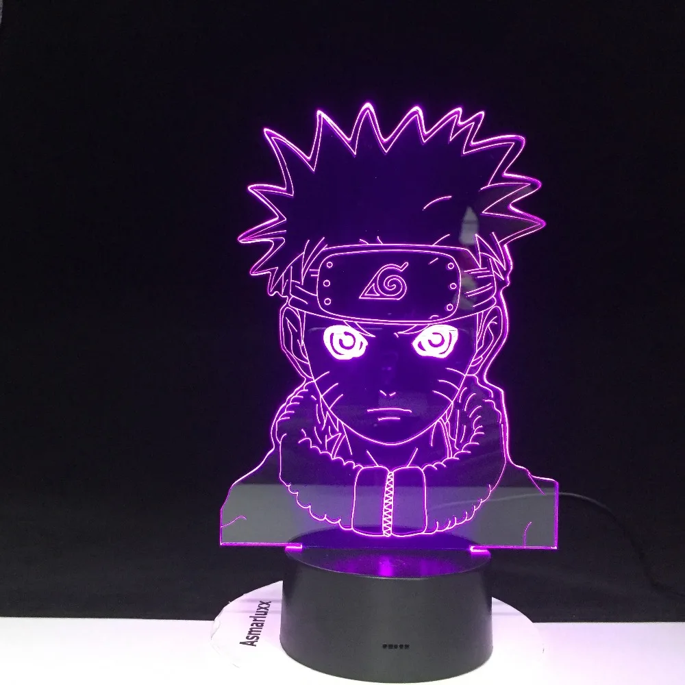 Uzumaki Наруто 3D светодиодный светильник, меняющий цвет, светильник для детской спальни, Ночной светильник, детский Наруто, светодиодный ночник, подарок для детей 4280