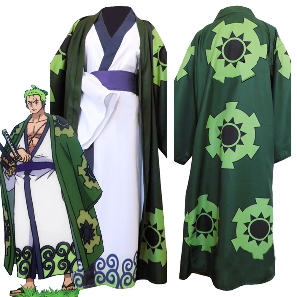 

One Piece Cosplay Roronoa Zoro Costume Kimono Robe Full Suit Halloween Carnival Trafalgar Law Cosplay Costume Kimono Robe