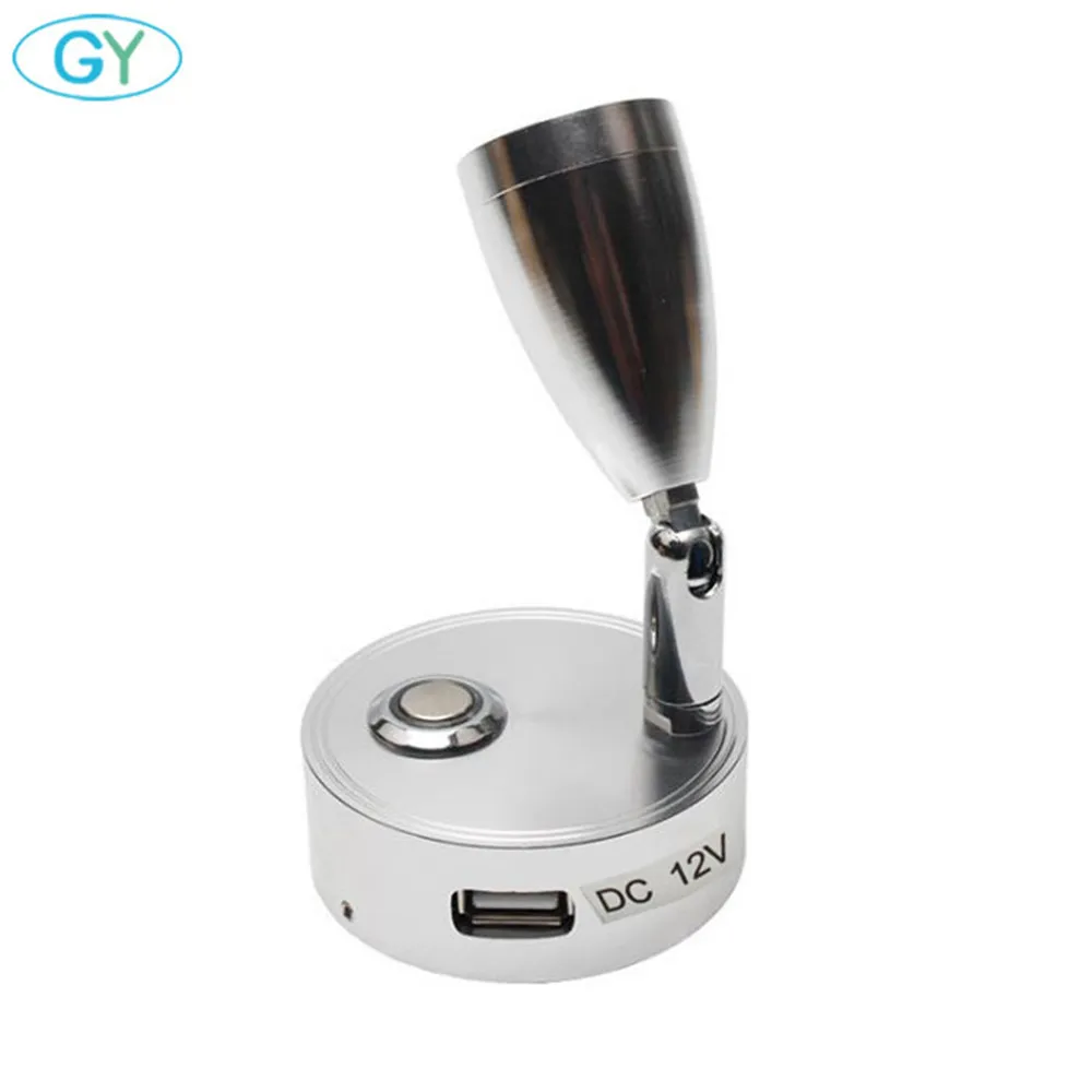 DC12V Светодиодный светильник для чтения с сенсорным затемнением RV USB интерфейс