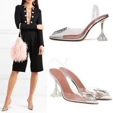 Transparent PVC Sandals Women Pointed Clear Crystal Cup High Heel Stilettos Sexy Pumps Summer Shoes Peep Toe Women Pumps Size 43