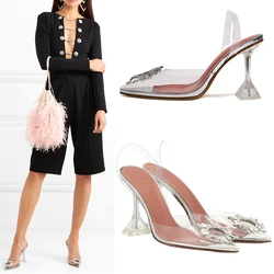 Transparent PVC Sandals Women Pointed Clear Crystal Cup High Heel Stilettos Sexy Pumps Summer Shoes Peep Toe Women Pumps Size 43