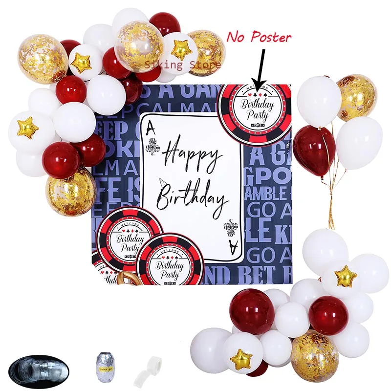 79PCS Party Set Вечерние украшения для казино, вечерние принадлежности для взрослых в Лас-Вегасе, черный, красный, фольга, воздушный шар, казино, вечеринка на день рождения, тематика казино, вечерние - Цвет: 79PCS Party Set