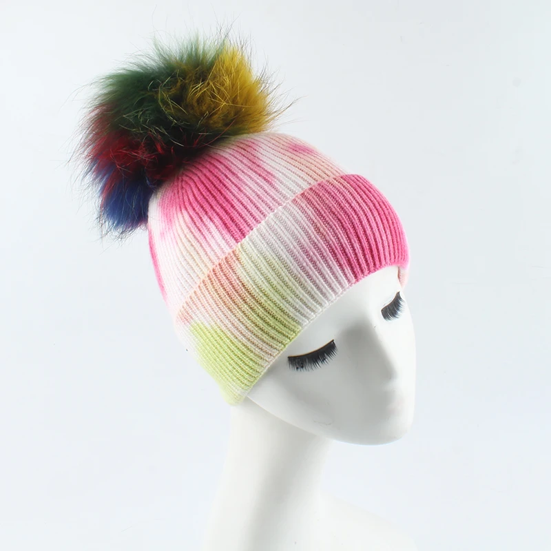 bonnets colorés Pom Pom en laine tricoté mode décontracté