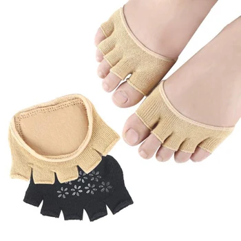 

1 Pair of Breathable Half Socks Heelless Five Toe Socks Short Peep Toe Half Socks for Women High Heel Black