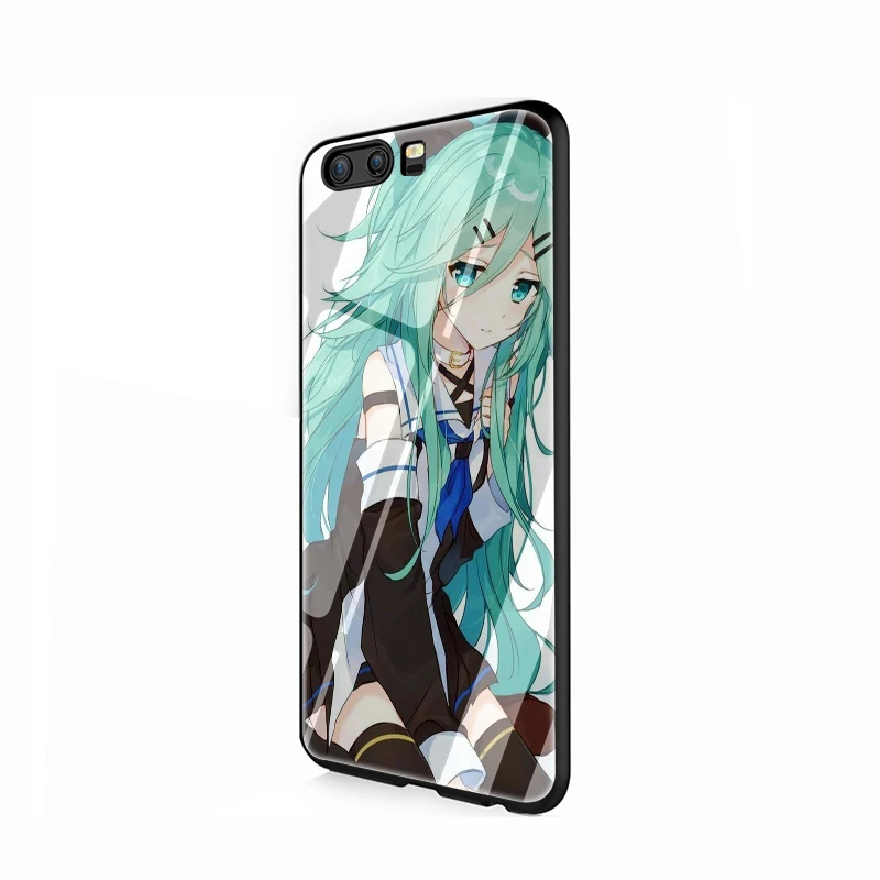 G10 EWAU Hatsune аниме Мику девушка закаленного стекла телефона чехол для Huawei P10 P20 P30 mate 20 Lite pro P Smart Y6 Y9 Honor 8X9 10 - Цвет: G10