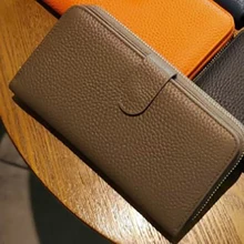 

WR Ladies Long Wallet 100% Genuine Leather Clutch Fashion Coin Purse Multifunctional Large Capacity Wallet Zipper Clutch