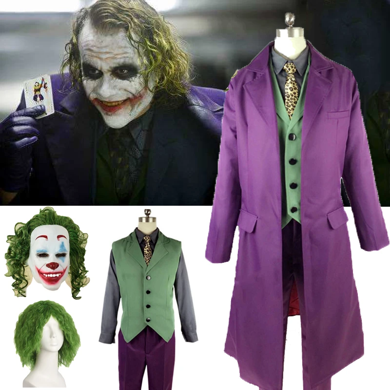 laag Fabrikant vliegtuigen Heath Ledger Cosplay Pak Halloween Mens Film The Dark Knight Joker Kostuum  Paars Jas Volledige Sets| | - AliExpress