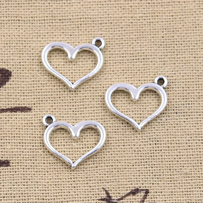 

30pcs Charms Hollow Heart 15x15mm Antique Silver Color Pendants Making DIY Handmade Tibetan Finding Jewelry