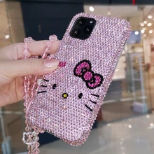 Для iphone 11 Pro роскошный блестящий Кристальный розовый чехол с котом и бриллиантом для iphone XS max X XR 6 7 8 plus жесткий чехол на заднюю панель чехол в подарок