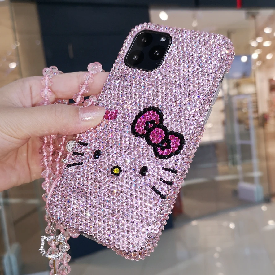 Роскошный блестящий розовый чехол для iPhone 11 Pro с котом iphone XS max X XR 6 7 8 plus жесткий