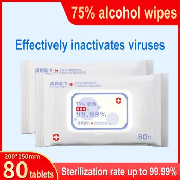 

80pcs/bag Portable 75% Alcohol Wipes Disinfection Antiseptic Pads Alcohol Swabs Wet Wipes Skin Cleaning Care Sterilization
