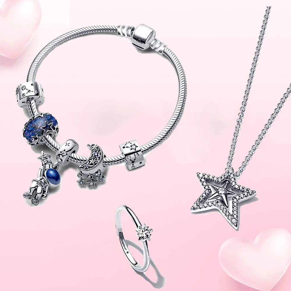Pulsera Pandora De Plata De Ley 2021 para mujer, brazalete Original De con cielo estrellado, diseño personalizado, 925|Pulseras y brazaletes| - AliExpress