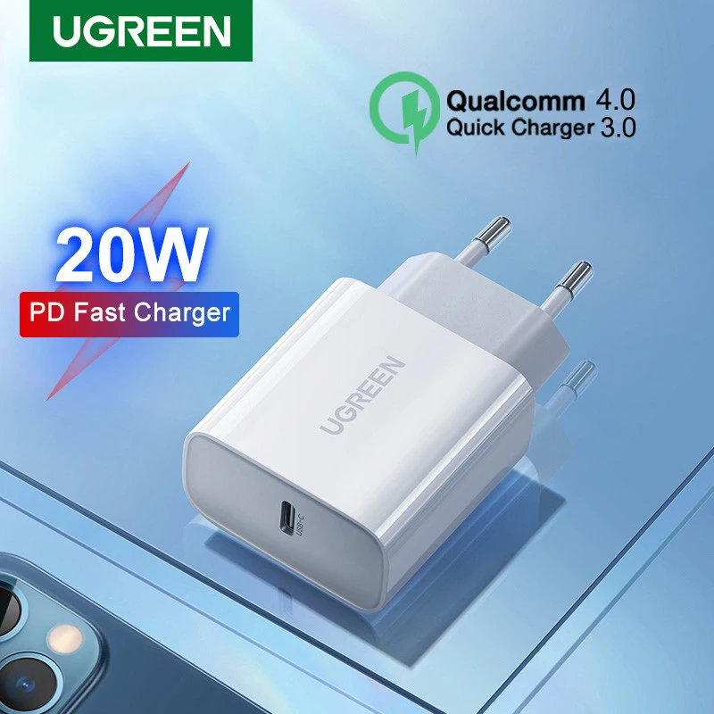 Зарядное устройство Ugreen PD 20 Вт USB C для iPhone 13 12 11 Pro Max Type-C быстрая зарядка 4 0 3 iPad Huawei