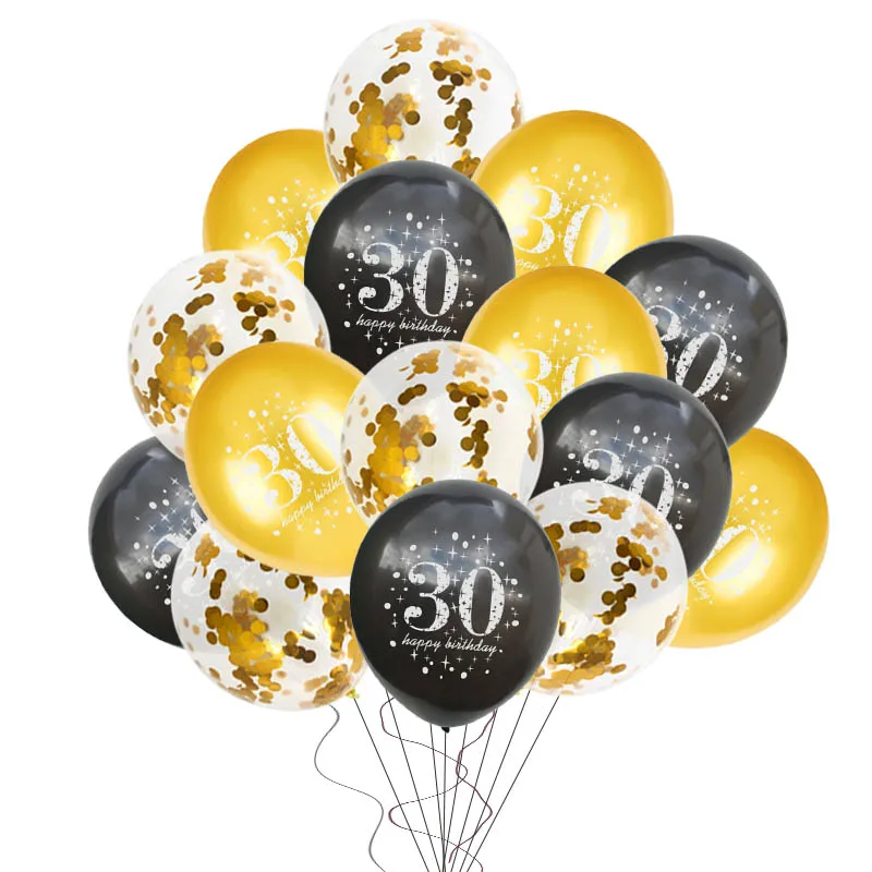 WEIGAO 15 шт. шары с золотыми конфетти 30 40 50 60 лет День рождения украшения для взрослых воздушный шар с гелием 30th 40th 50th Вечерние