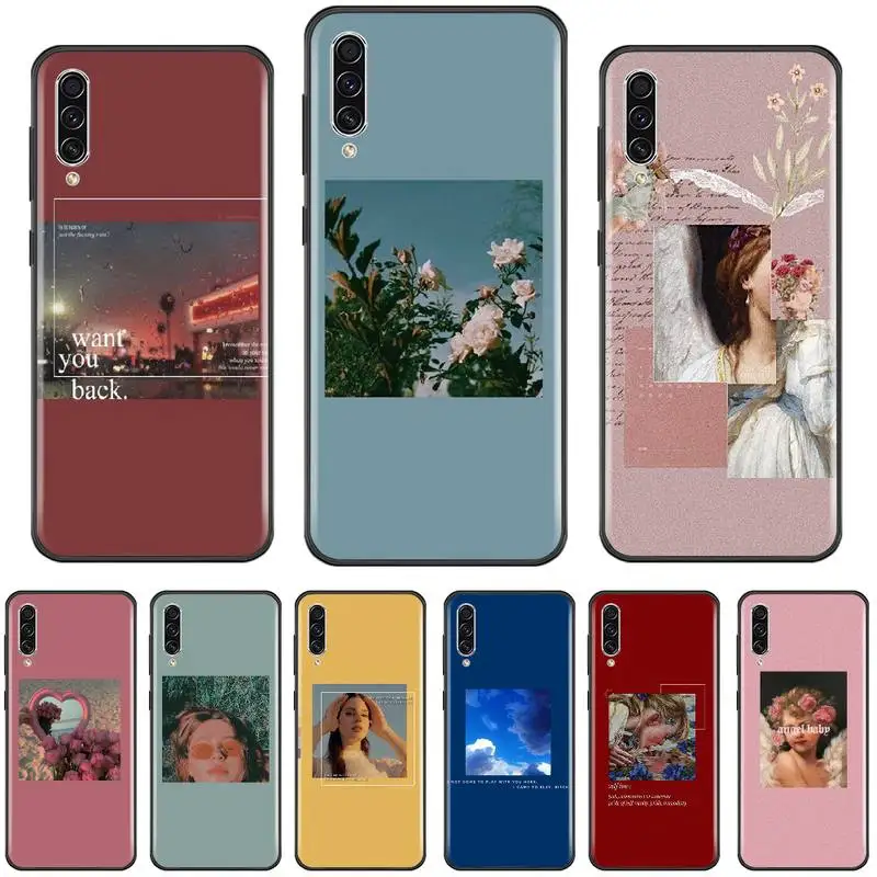 Aesthetic song blue pink flowers Custom Photo Phone Case For Samsung Galaxy A 3 6 7 8 10 20 30 40 50 70 71 10S 20S 30S 50S PLUS | Мобильные