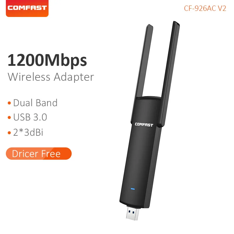 

COMFAST Usb Wifi Adapter 1200mbps 2.4Ghz + 5.8Ghz Dual Band wi-fi dongle Plug And Play AC Network Card USB Wifi Antenna 926ACV2