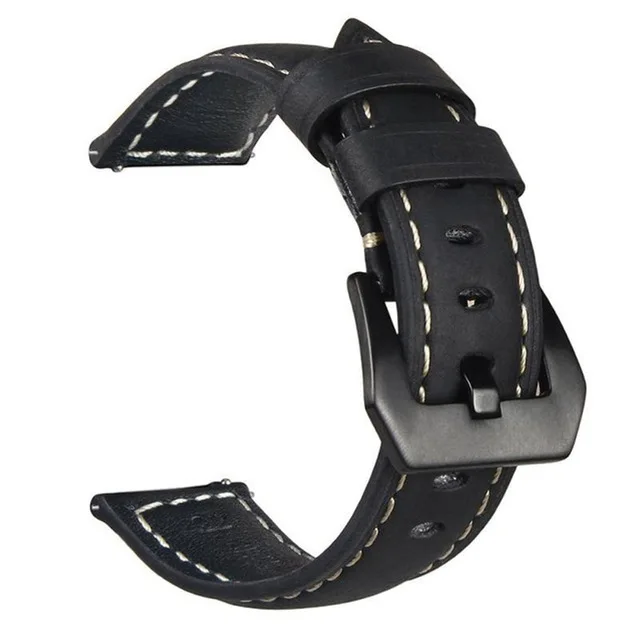Black Black buckle 22 мм кожаный ремешок gear S3 Frontier для samsung Galaxy watch 46 мм 20 мм ремешок для часов gear S2 huawei Watch gt наручный браслет - Цвет: Black Black buckle