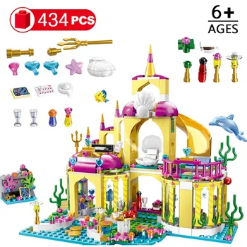 

434pcs Ariel's Mermaid Princess Mermaid Undersea Palace Castle Stacking Bricks Compatible Friends Girls Children Toys