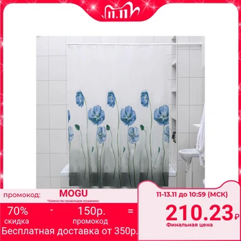 

Curtain for the bathroom 180 × 180 cm "Blue Poppies", EVA