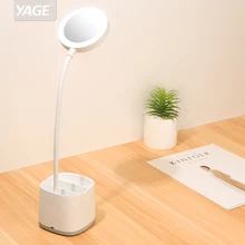 Настольная лампа с зеркалом для макияжа 1200 мАч 18650 перезаряжаемая настольная лампа 18 шт. светодиодная сенсорная настольная лампа USB Светодиодная настольная лампа держатель для ручек