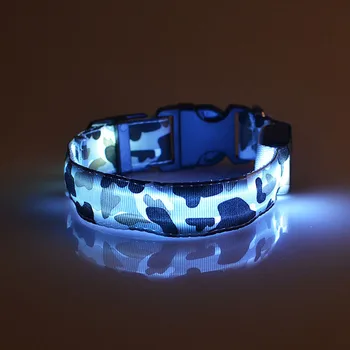 

Pet Dog Camouflage Style Glow Light Pattern Buckle Adjustable Safety Collar Training Walking Durable Belts 2 Colors 20Jan15
