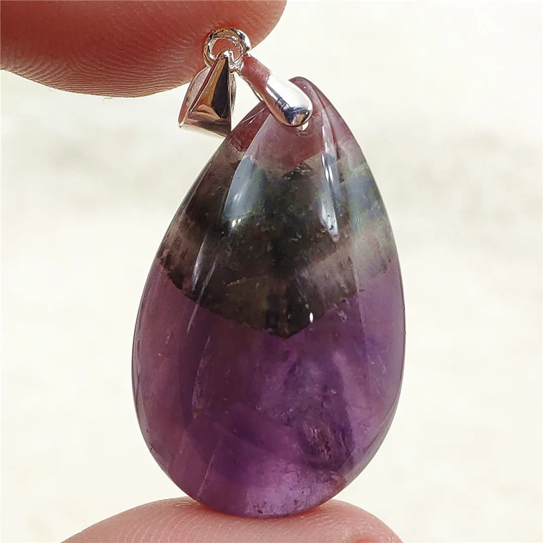 Genuine Natural Cacoxenite Auralite 23 Purple Red Pendant Water Drop Rutilated Bead Women Men AAAAAA