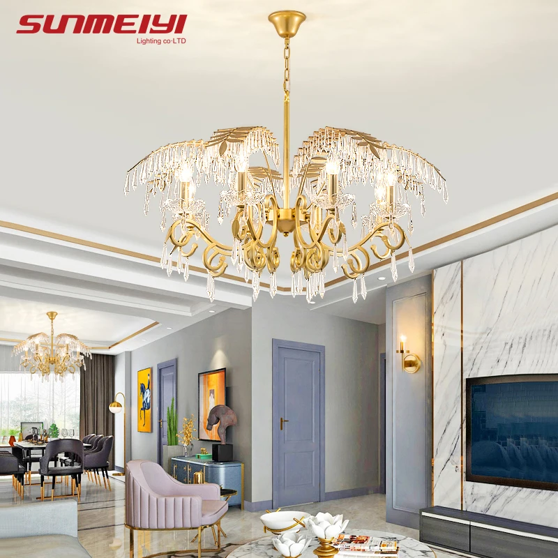  Creative LED Crystal Chandeliers Gold Leaves Art deco Home Lighting For Living room Kids Bedroom Ba - 4000159237326