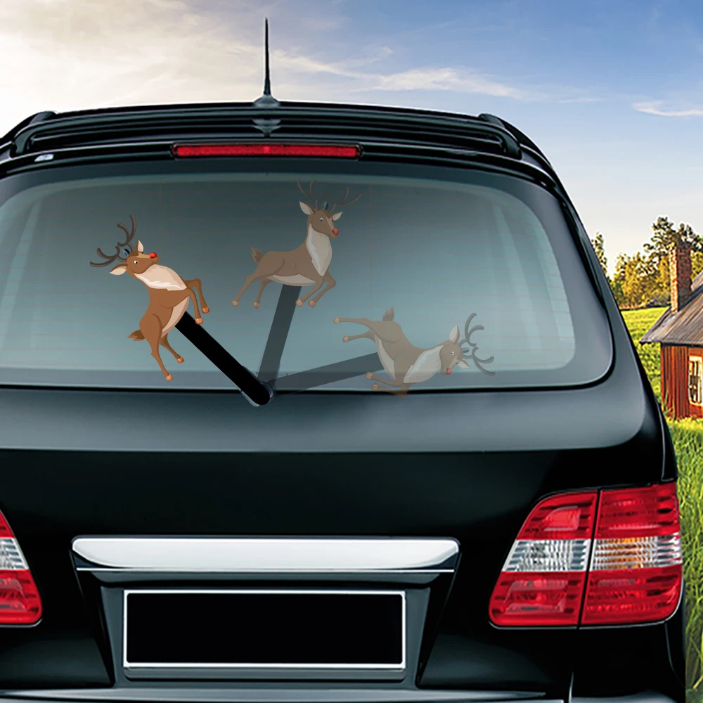 WIPERSIGNS Leaping elk Waving Wiper Decals PVC Car Styling Rear Window