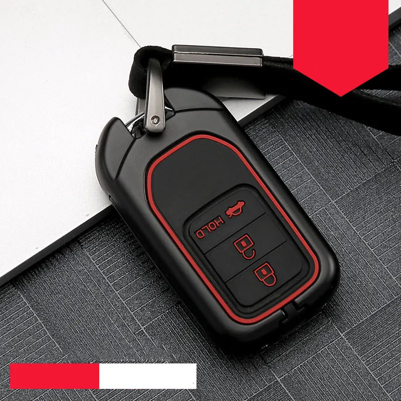 Цветной цинковый сплав+ силикагель автомобильный чехол для ключей полное покрытие для Honda Hrv Civic Accord 2003-2007 CR-V Freed Pilot CarAccessories - Название цвета: I-black red
