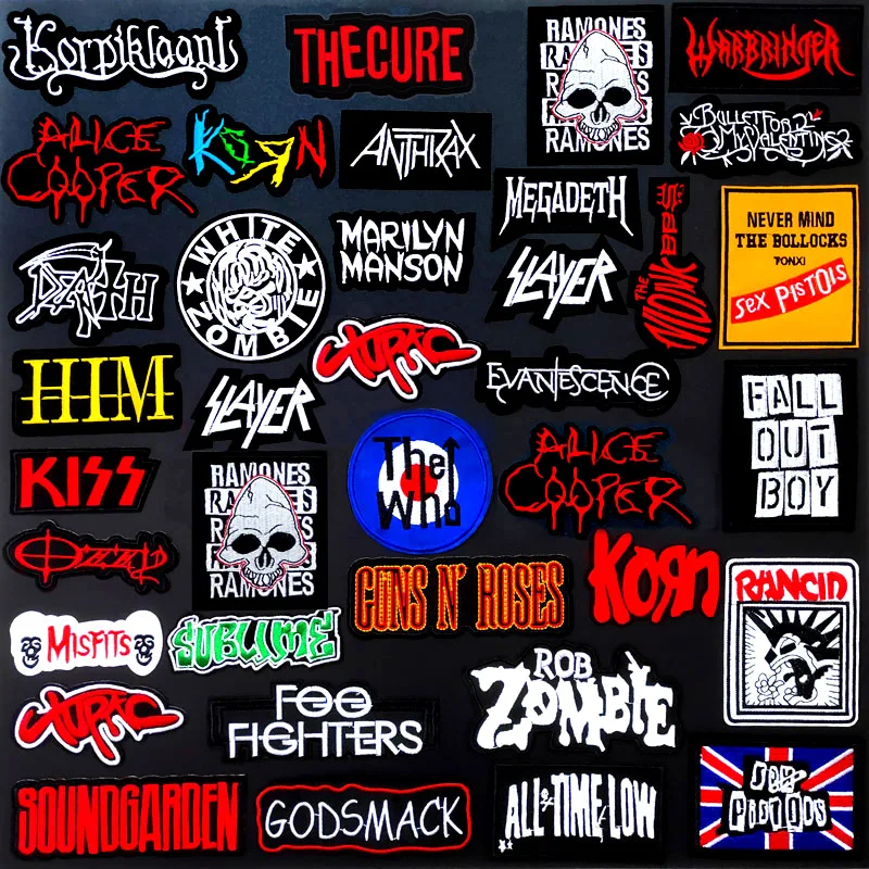 Нашивка для одежды ROCK MUSIC самодельная вышитая аппликация шитья красивые