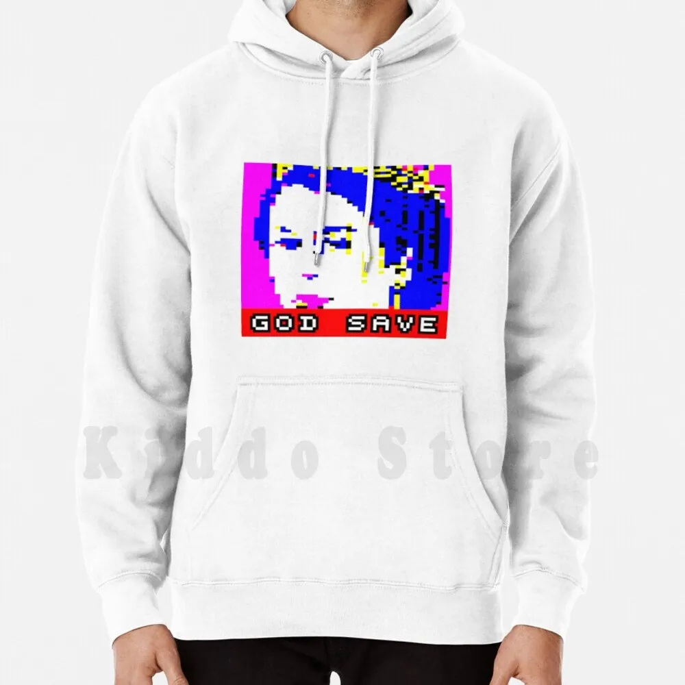 God Salva Felpa Con Cappuccio Manica Lunga Dio Salva La Regina Dio Salva La Regina 8 Bit Regale Elizabeth Punk Retrò
