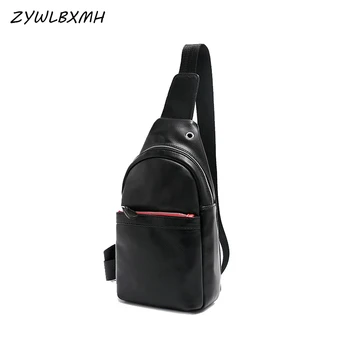 

ZYWLBXMH Multi-pocket Waist Pack Headphone Plug Waist Bag Waterproof PU Leather Belt Bag Solid Color Fanny Pack Men's Chest Bag