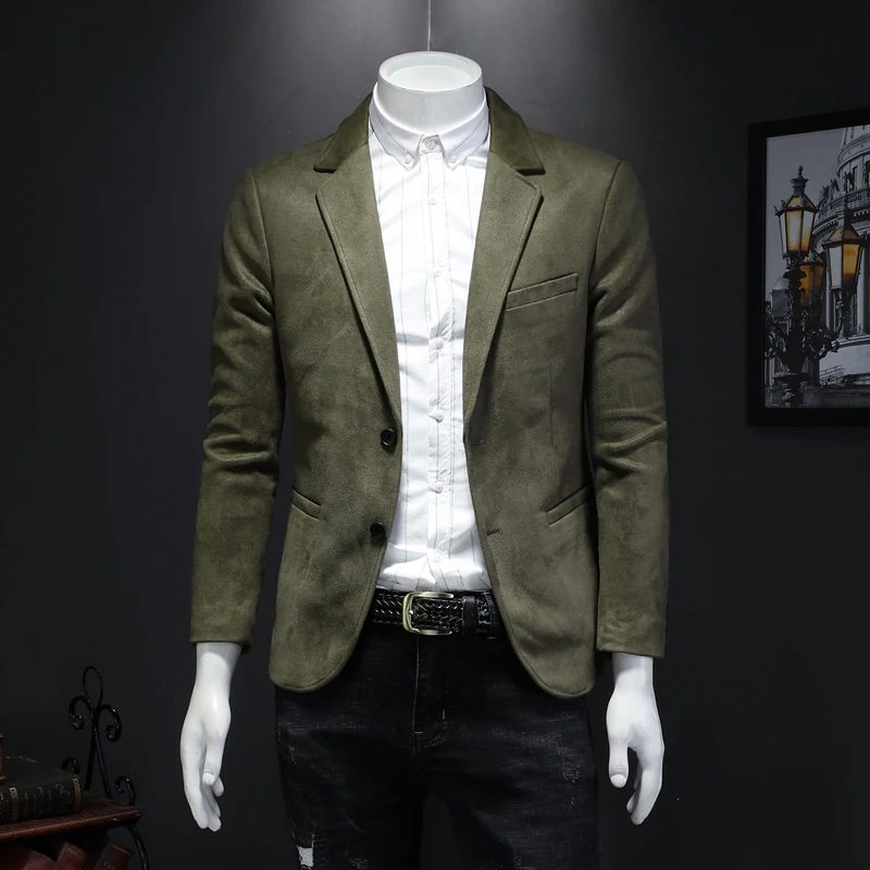 

2018 spring and autumn men's business casual high-grade suede suit youth fashion slim small suit jacket men's casual trend