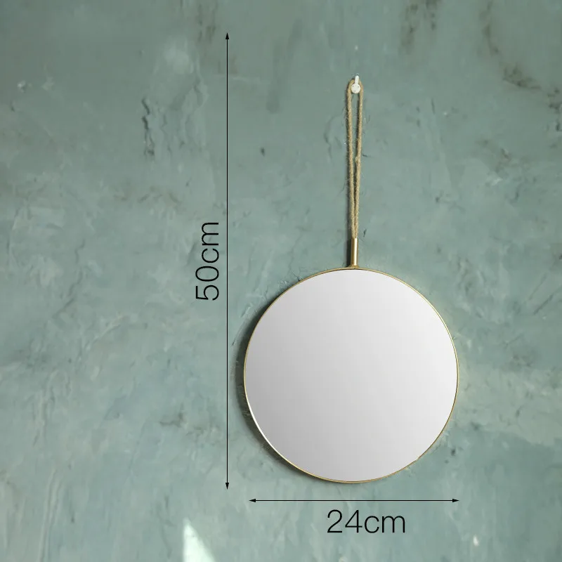 Скандинавское подвесное зеркало геометрическое круглое пномское зеркало для макияжа настенное крепление для салона, туалета, ванной комнаты, зеркала для душа домашнее настенное декоративное зеркало - Цвет: GOLD-1