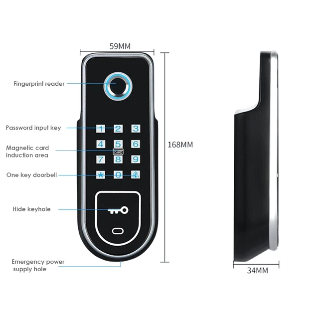 Hide Key Digital Keypad Door Lock Fingerprint Lock Remote Control Lock Keyless Door Lock  Easy install 13.56Mhz IC card 4