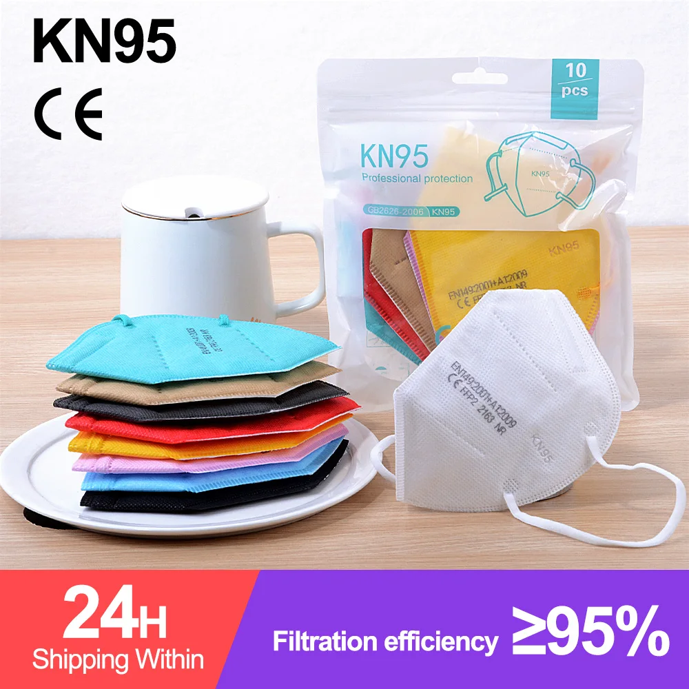 5-100pcs Mascarilla FFP2 KN95 Mouth Mask 5 Layers Anti-droplets Protective Face Masks Reusable Filter ffp2mask CE In stock | Безопасность