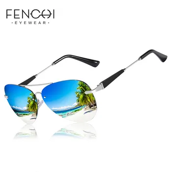 

FENCHI Rimless Men Polarized Sunglasses 2020 UV400 High Quality Pliot Sun Glasses Coating Lens Driving Eyewear For Men Women