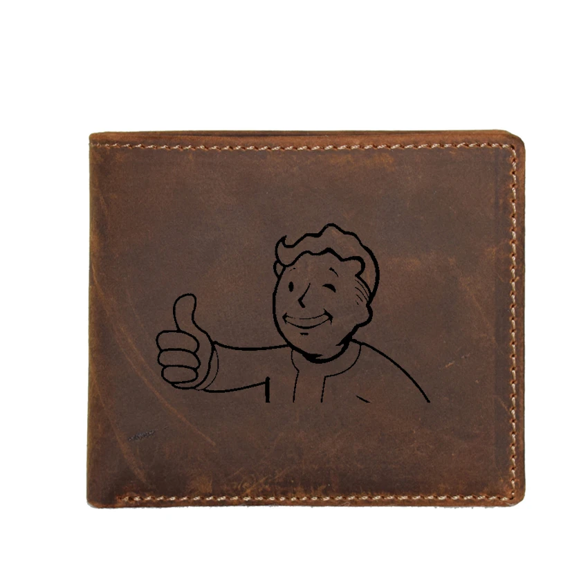 Игра Fallout 4 бумажник для мужчин RFID защита маленькие кошельки Держатель для карт Fallout мальчик из воловьей кожи кошельки с карманом для монет - Цвет: brown wallet
