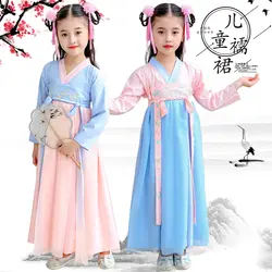 Детская одежда Hanfu/Новинка 2019 года; костюм Танга; юбка в старинном стиле; сказочный костюм для девочек; платье принцессы; DL4179