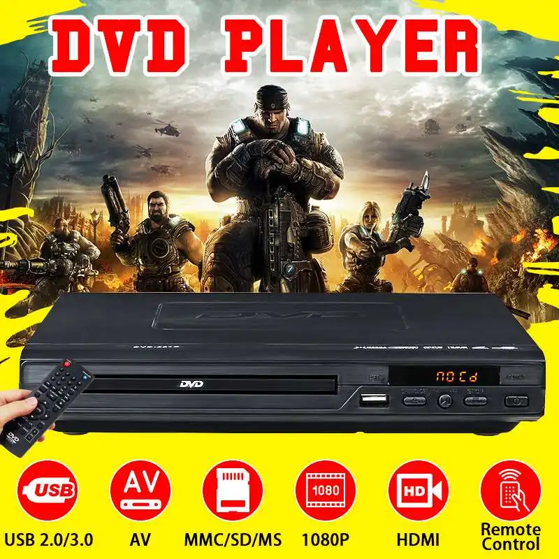 Leitor de Dvd Casa Multi Sistema Usb 2.0 3.0 Multimídia Digital Dvd tv Suporte Hdmi cd Svcd Vcd Mp3 Função 1080 p hd