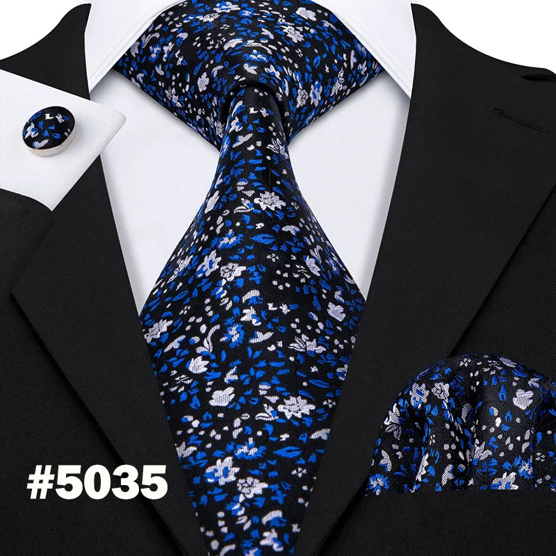 Мужские галстуки из шелка для мужчин темно-синий галстук-бабочка платок Пейсли жаккард тканая синяя Подарочная коробка для галстука набор Barry.Wang LS-5149 - Цвет: LS-5035