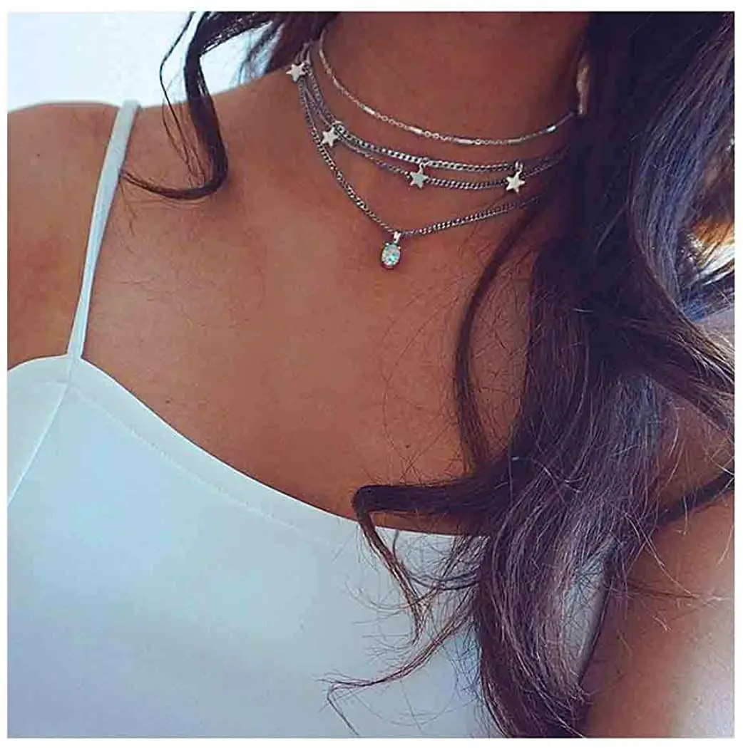 Necklace Star Choker Crystal Pendant 