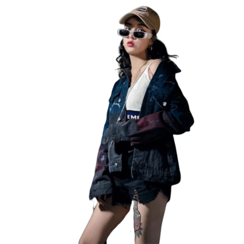 Осенняя джинсовая куртка женская Харадзюку Готический Chaqueta Mujer цвет градация Befree Bts ривердейл уличная одежда