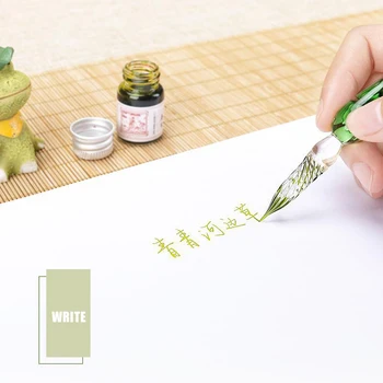 

Glass Calligraphy Pen Crystal Glass Dip Ink Pen Set Non-Carbon Ink Signature Pens Writing Tools PR Sale