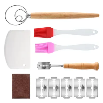 

Bakery Tools Set Bread Proofing Basket And Bread Toos And Dough Scraper Include 11pcs/set Blades Sourdough Basket Bannet#15