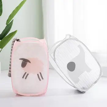

Foldable Handle Elephant Sheep Striped Laundry Basket Box Mesh Bag Container Laundry Baskets Storage Organization